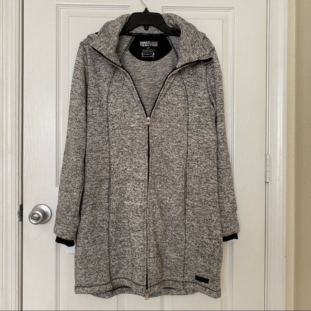 Kenneth Cole Reaction Women’s Gray Marled Hooded Full Zip Sweater/Jacket
